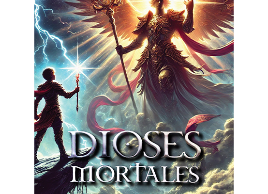 Ilustración del libro Dioses mortales, donde un mestizo se enfrenta al conflicto entre deidades y avances tecnológicos.