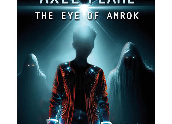 Portada del libro Axel Flame: The Eye of Amrok de Rafa Garza, ciencia ficción con mitología y aventura espacial