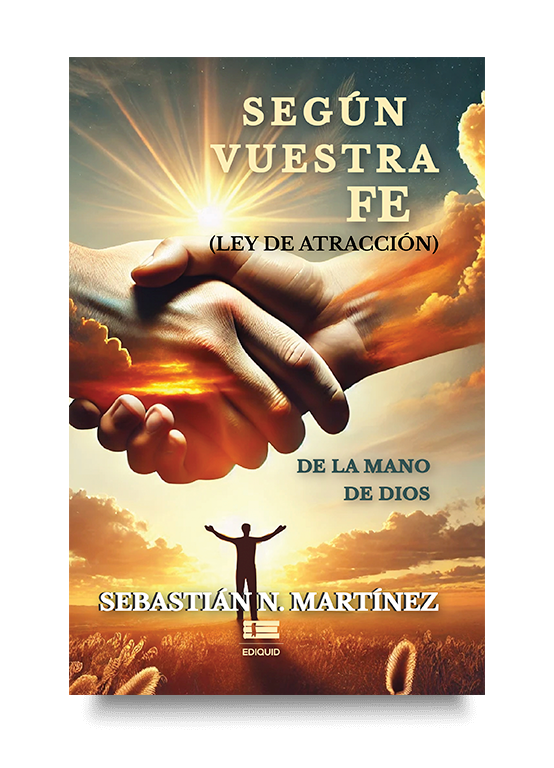 Portada del libro Según vuestra fe, de Sebastián N. Martínez. Portada de Según vuestra fe, guía que une ley de atracción y fe en Dios.