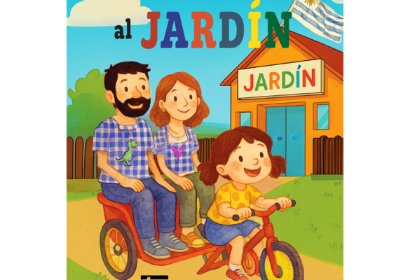Portada de Mis papás al fin van al jardín, cuento sobre adaptación al jardín infantil.