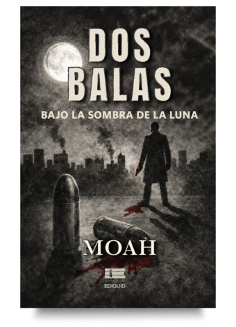 Portada de Dos balas bajo la sombra de la Luna, novela sobre violencia y redención.