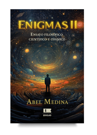 Portada de Enigmas II, libro sobre filosofía cósmica, conciencia humana y exploración del universo.