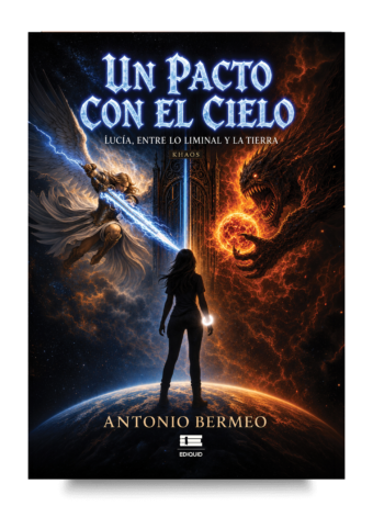 Portada de Un pacto con el cielo. Lucía, entre lo liminal y la tierra, novela de fantasía sobrenatural, ciencia ficción y misterio