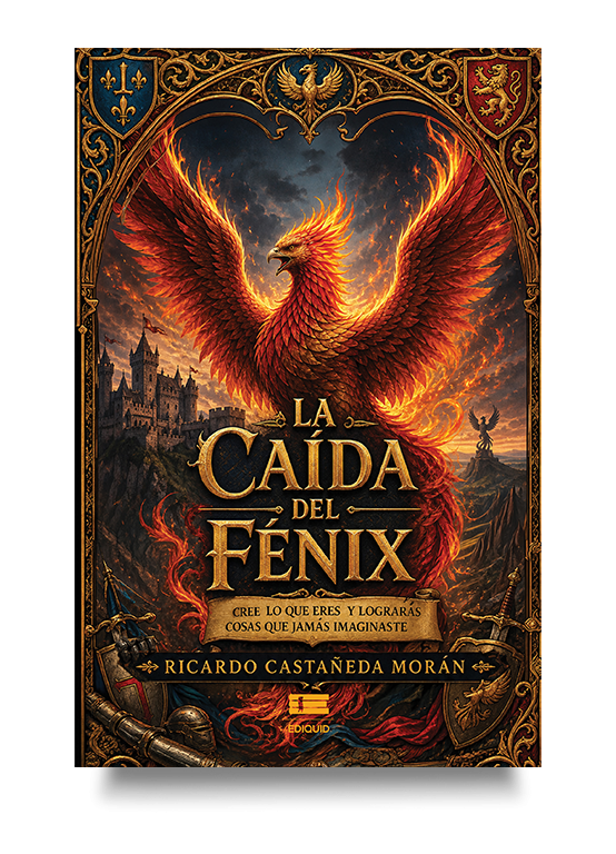 Una aventura épica sobre magia, fortaleza interior y nuevas oportunidades. Portada de La caída del Fénix, novela de fantasía épica sobre resiliencia, magia y aventuras.
