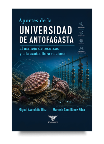 Portada de Aportes de la Universidad de Antofagasta al manejo de recursos y a la acuicultura nacional, libro sobre cultivo marino e investigación científica.