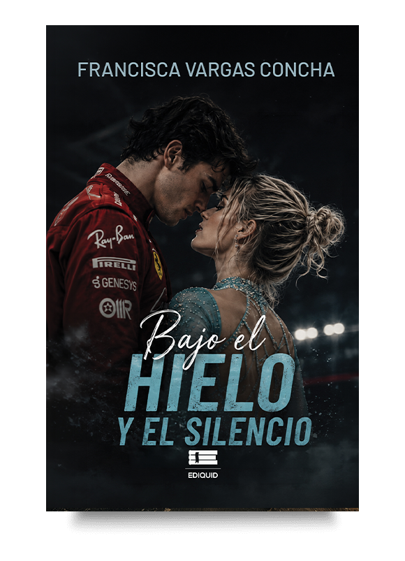 Portada de Bajo el hielo y el silencio, novela de romance deportivo ambientada entre el patinaje artístico y la Fórmula 1