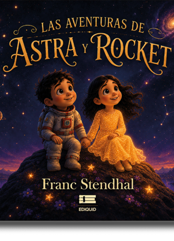 Aventura espacial en la portada de Las aventuras de Astra y Rocket.