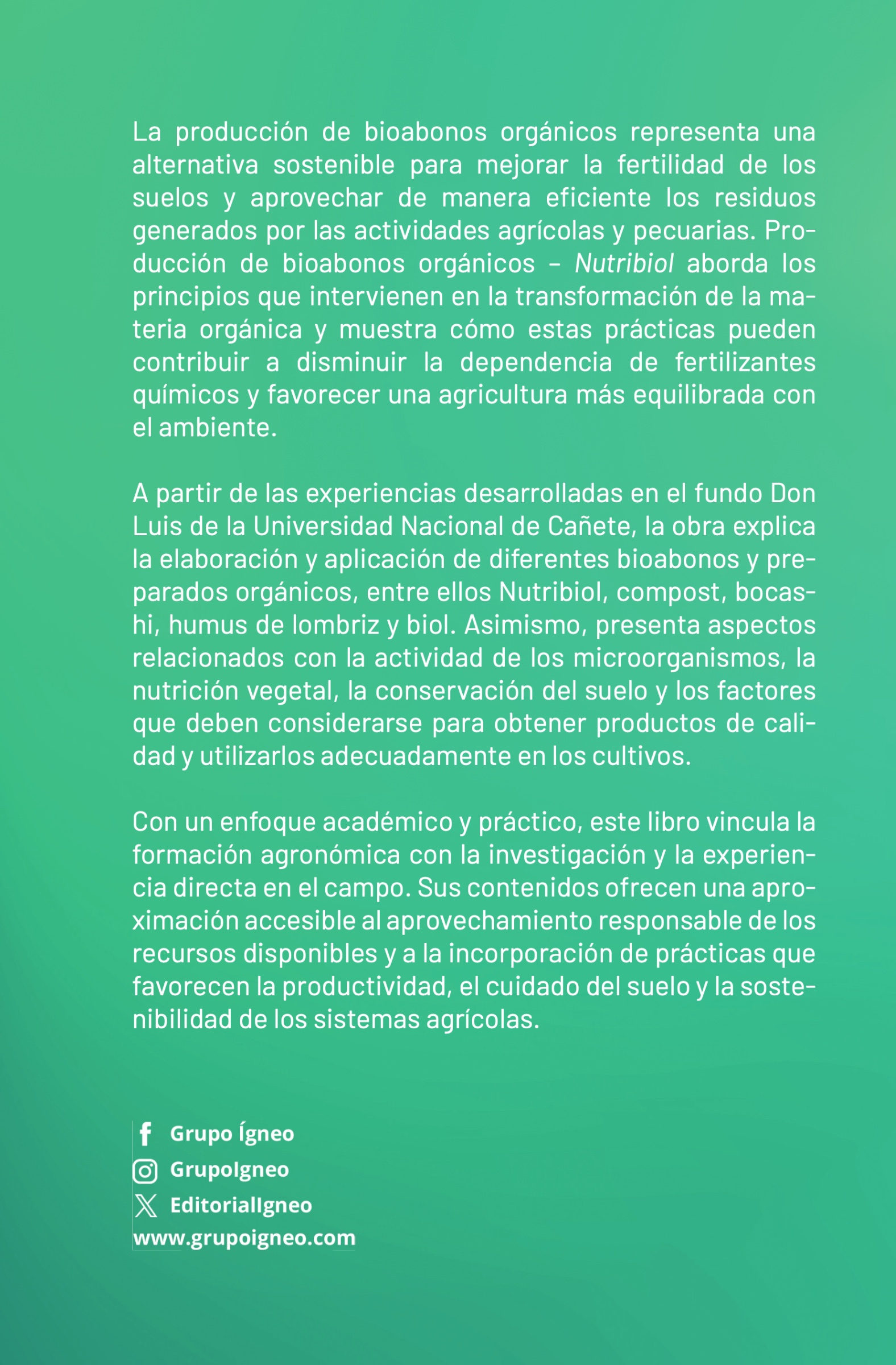 Contraportada de Producción de bioabonos orgánicos-Nutribiol