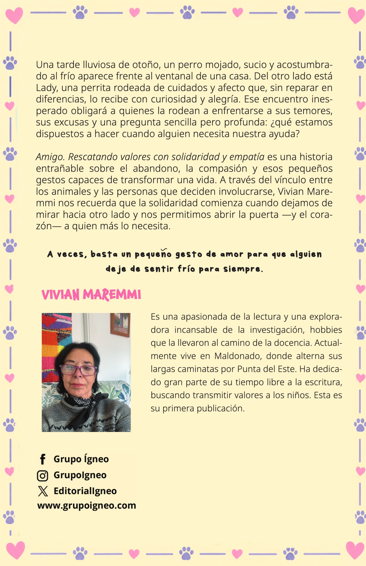 Contraportada de Amigo. Rescatando valores con solidaridad y empatía