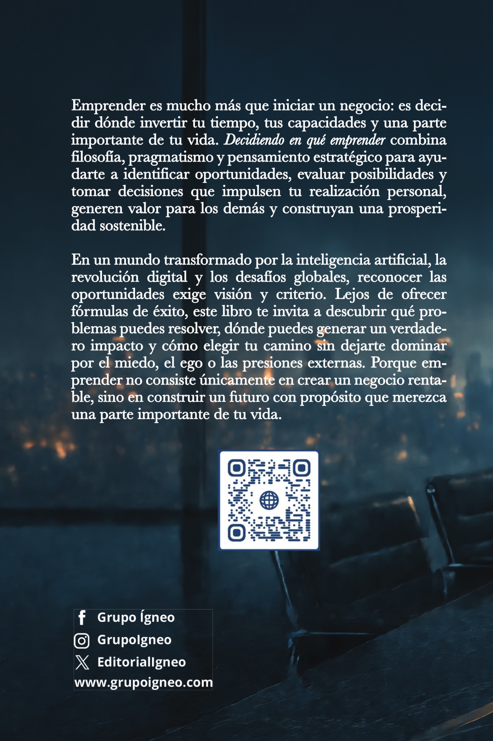 Contraportada de Decidiendo en qué emprender